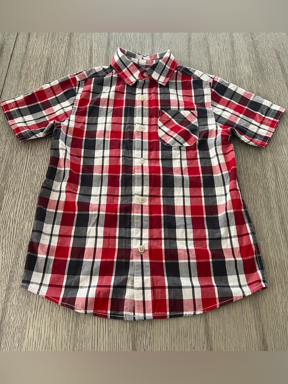 Urban pipeline Red Black White Plaid Short Sleeve Button-Up Shirt
